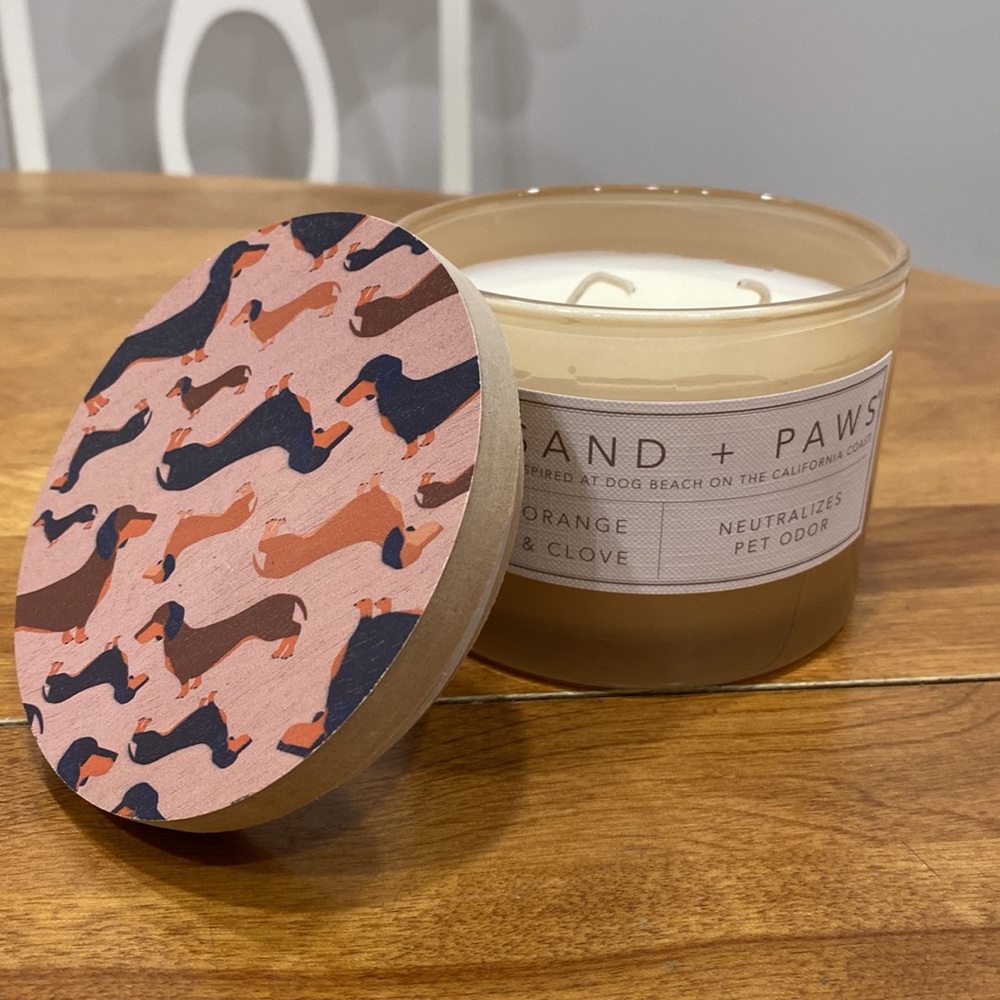 NWOT.  Sand + Paws, 12oz., 2-wick, jar candle.